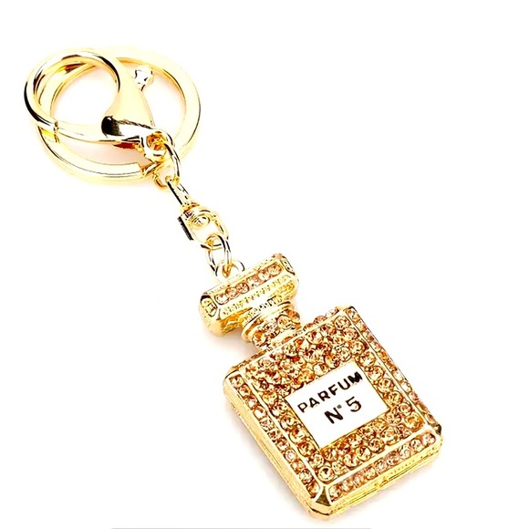 Diamond-Set Perfume Bottle Keychain - Picture 2 of 4